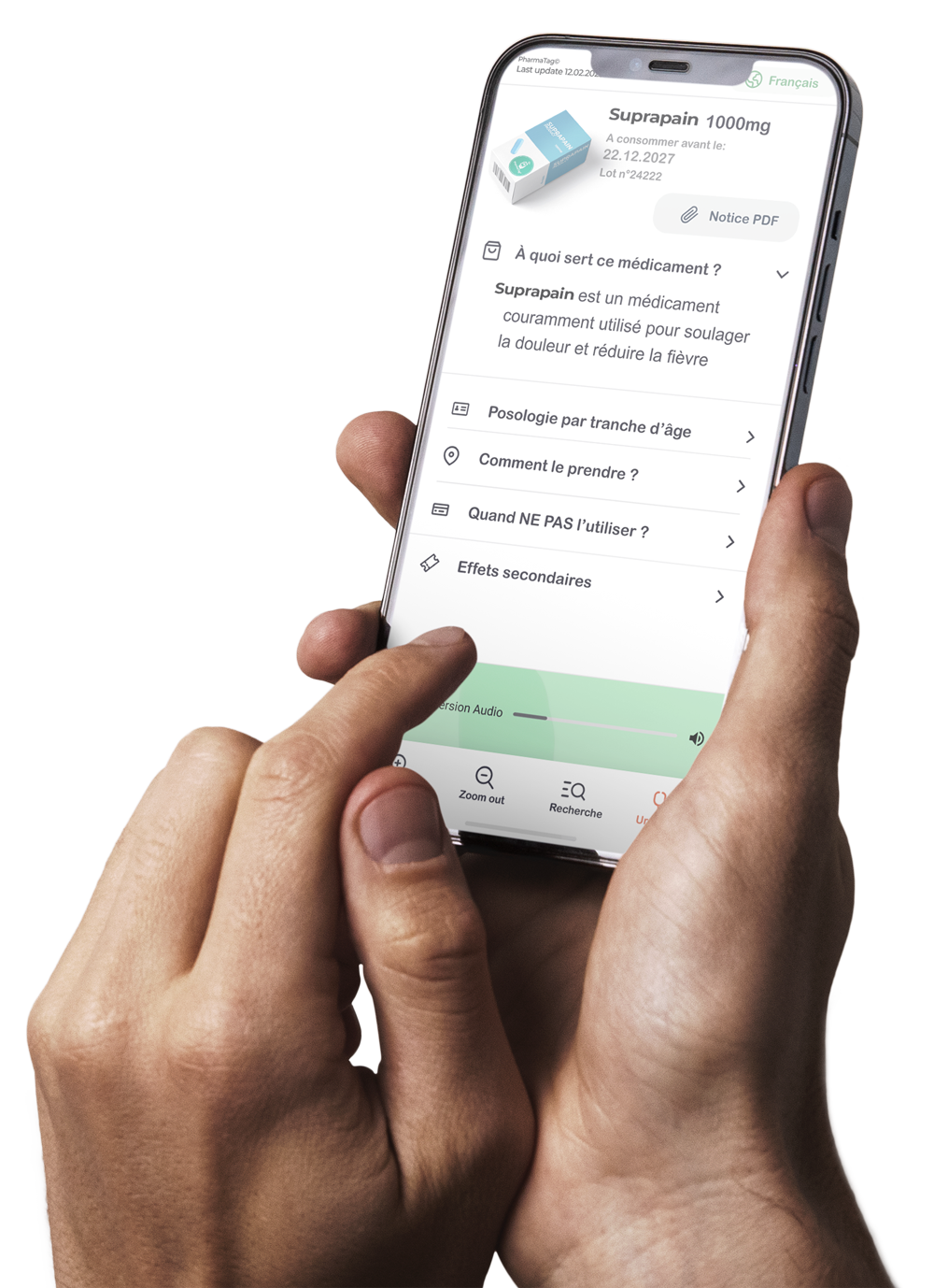 Smartphone showing the digital leaflet